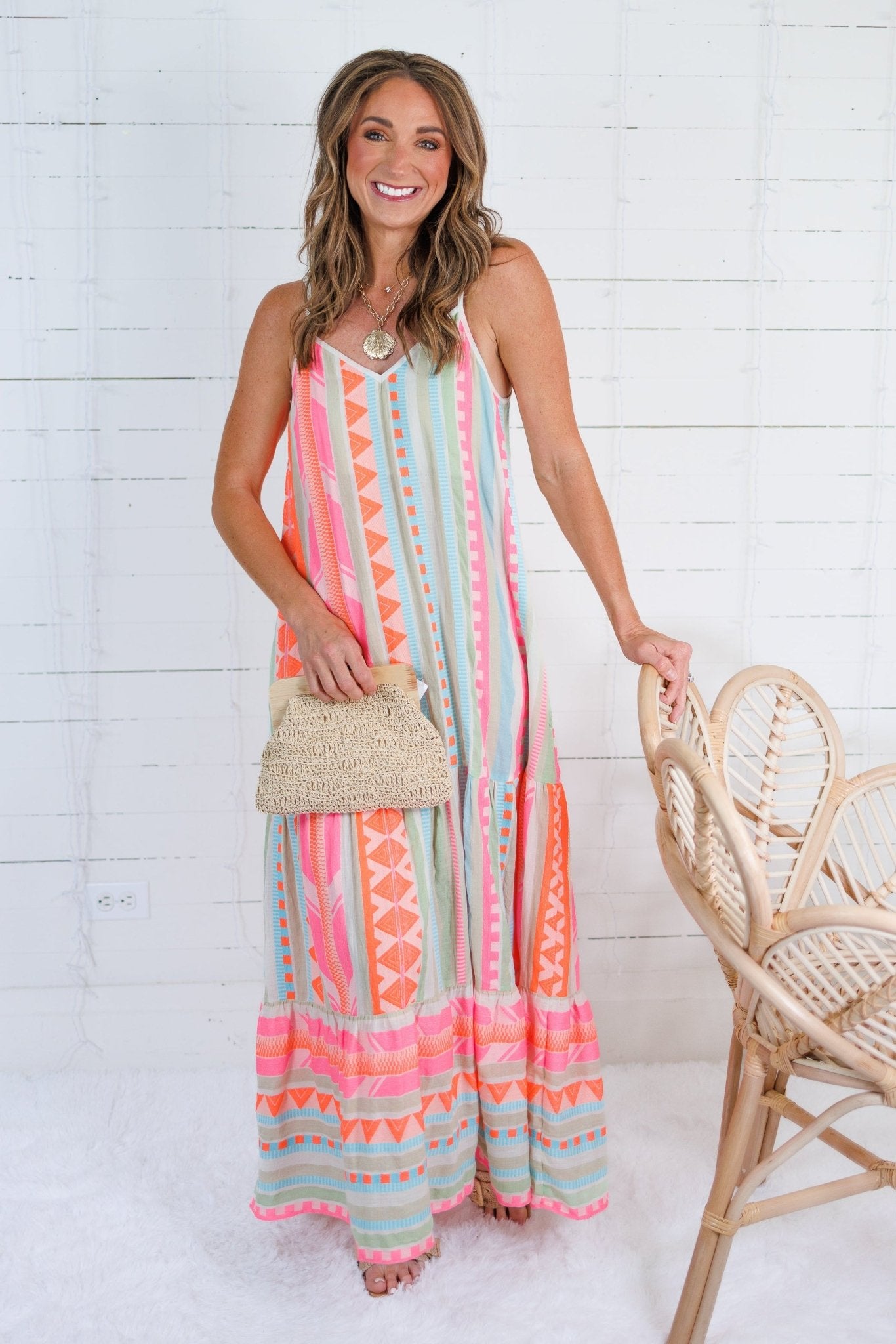 Michael Neon Aztec Maxi Dress Elan