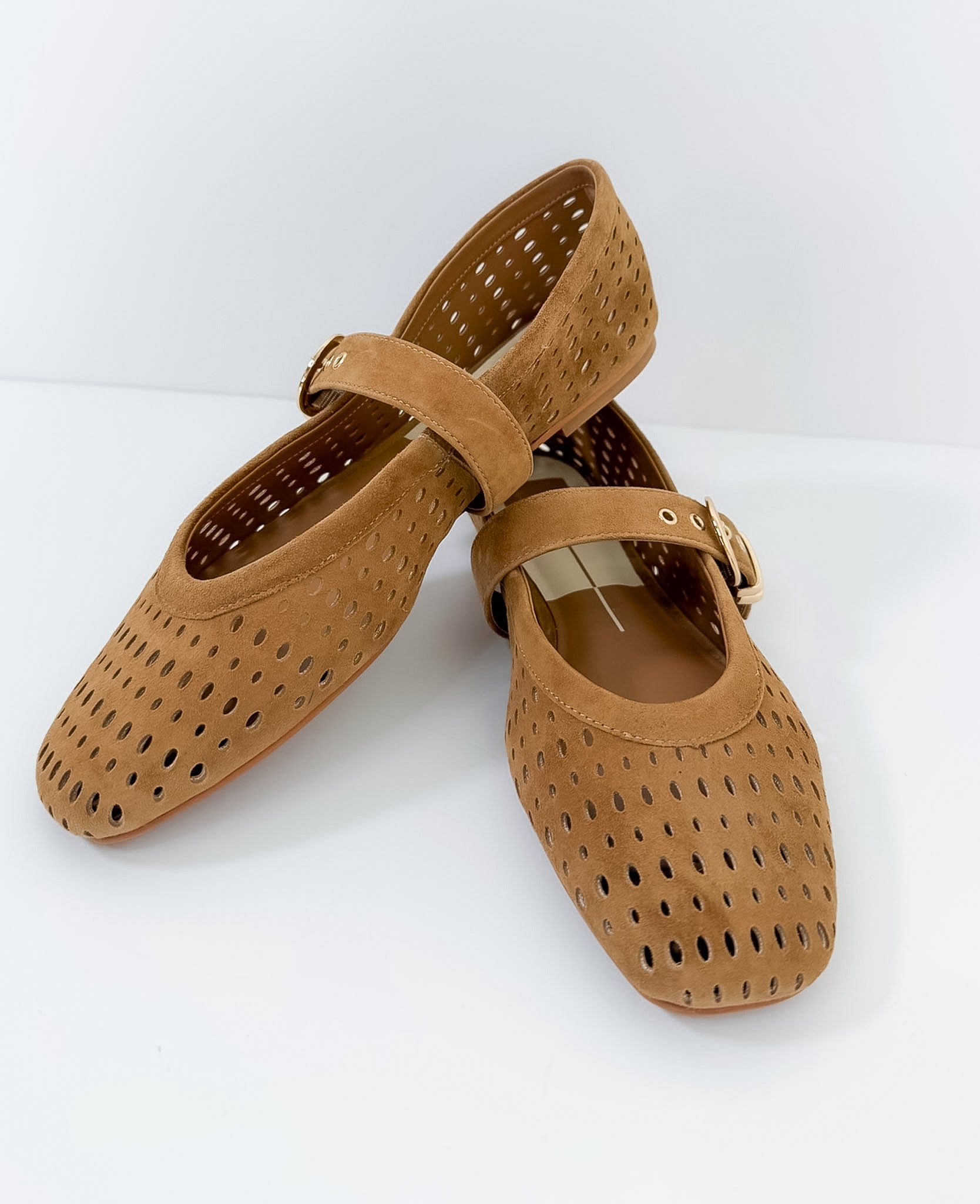 Mikel Brown Perforated Suede Mary Janes
