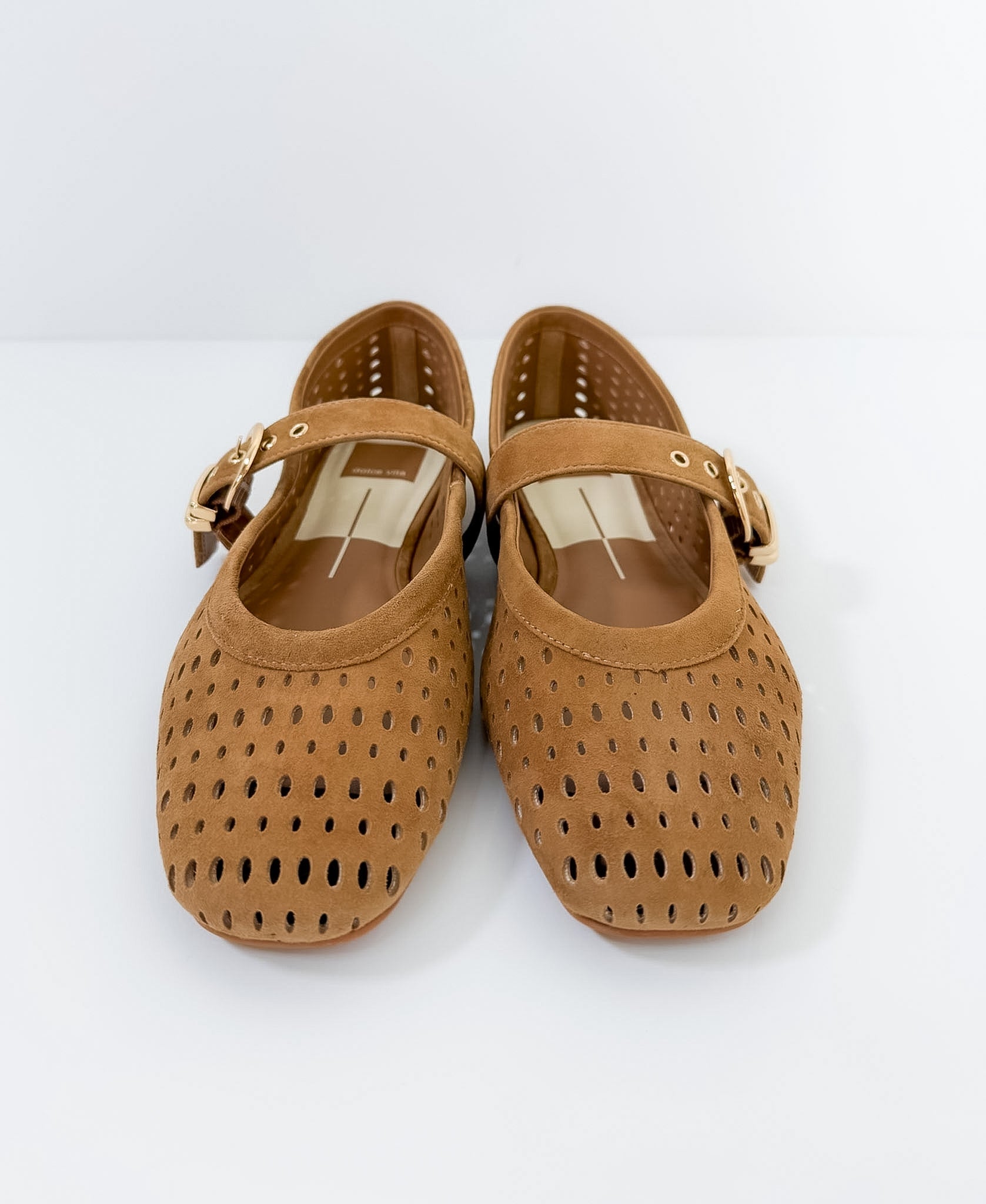 Mikel Brown Perforated Suede Mary Janes