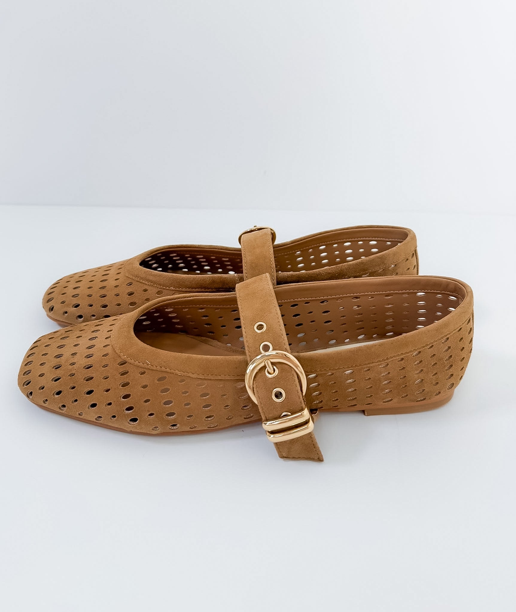 Mikel Brown Perforated Suede Mary Janes