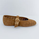 Mikel Brown Perforated Suede Mary Janes