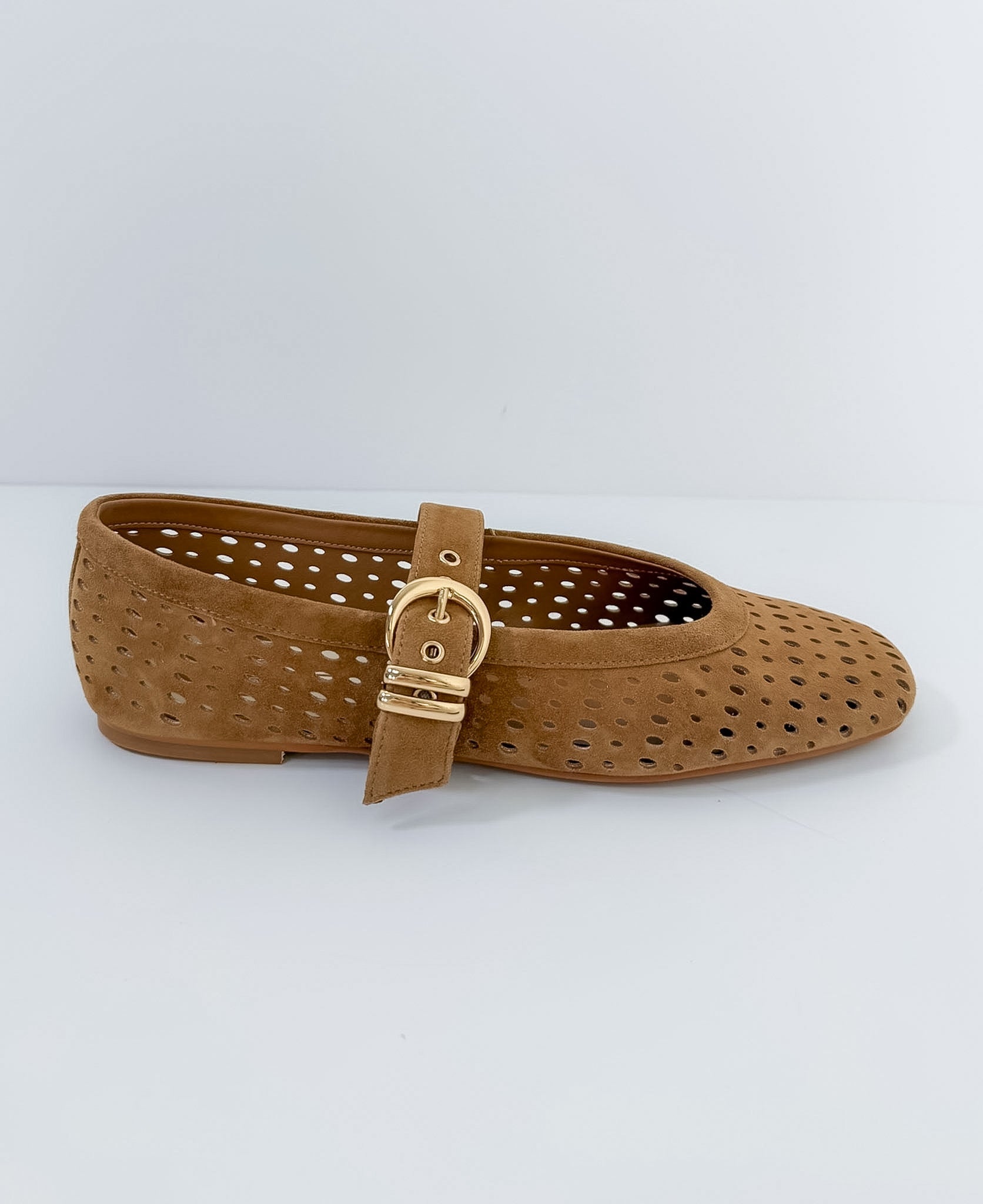 Mikel Brown Perforated Suede Mary Janes