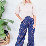 Milan Navy + Sienna Dotty Pleated Wide Pants Glam