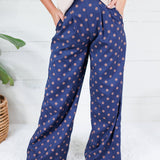 Milan Navy + Sienna Dotty Pleated Wide Pants Glam