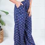 Milan Navy + Sienna Dotty Pleated Wide Pants Glam
