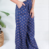 Milan Navy + Sienna Dotty Pleated Wide Pants Glam