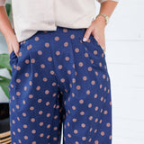 Milan Navy + Sienna Dotty Pleated Wide Pants Glam