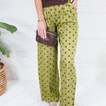 Milan Olive + Merlot Dotty Pleated Wide Pants Glam