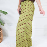 Milan Olive + Merlot Dotty Pleated Wide Pants Glam