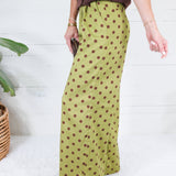 Milan Olive + Merlot Dotty Pleated Wide Pants Glam
