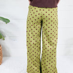 Milan Olive + Merlot Dotty Pleated Wide Pants Glam