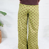 Milan Olive + Merlot Dotty Pleated Wide Pants Glam