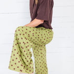 Milan Olive + Merlot Dotty Pleated Wide Pants Glam