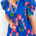 Millicent Blue Poppies Mini Dress Umgee