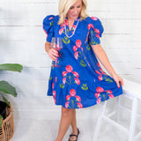 Millicent Blue Poppies Mini Dress Umgee