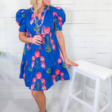 Millicent Blue Poppies Mini Dress Umgee
