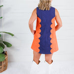 Millie Orange + Blue Mini Dress Day + Moon