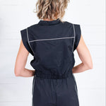 Milton Black + Cream Contrast Piping Poplin Top Strut & Bolt