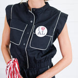 Milton Black + Cream Contrast Piping Poplin Top Strut & Bolt