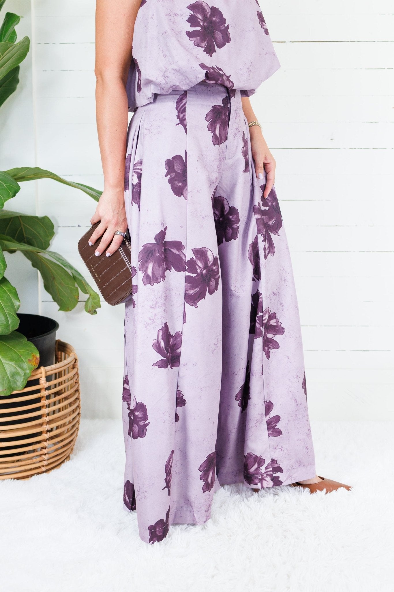 Mimi Grape Floral Palazzo Pants Glam
