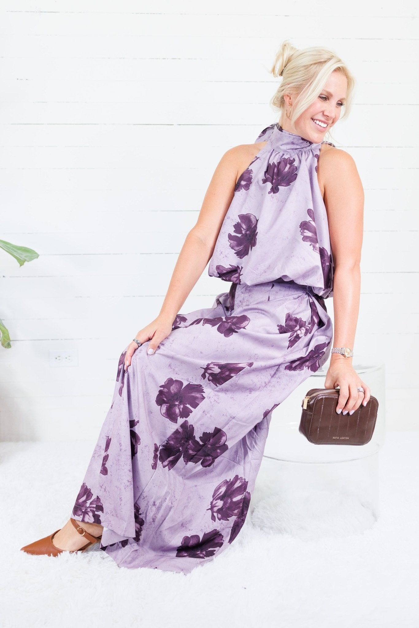 Mimi Grape Floral Palazzo Pants Glam