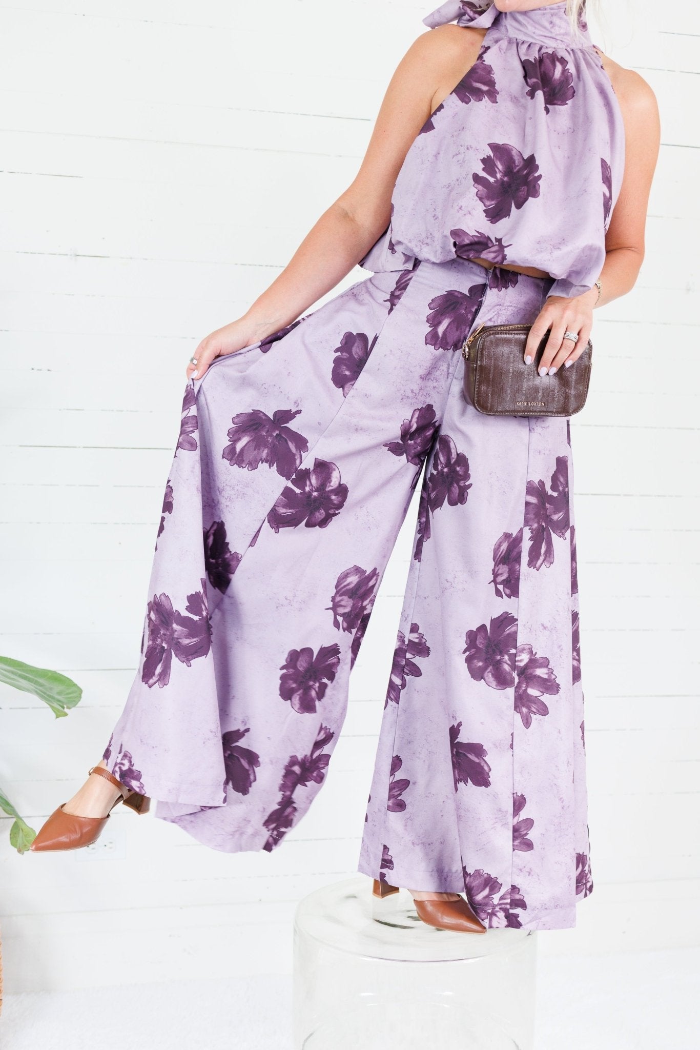 Mimi Grape Floral Palazzo Pants Glam