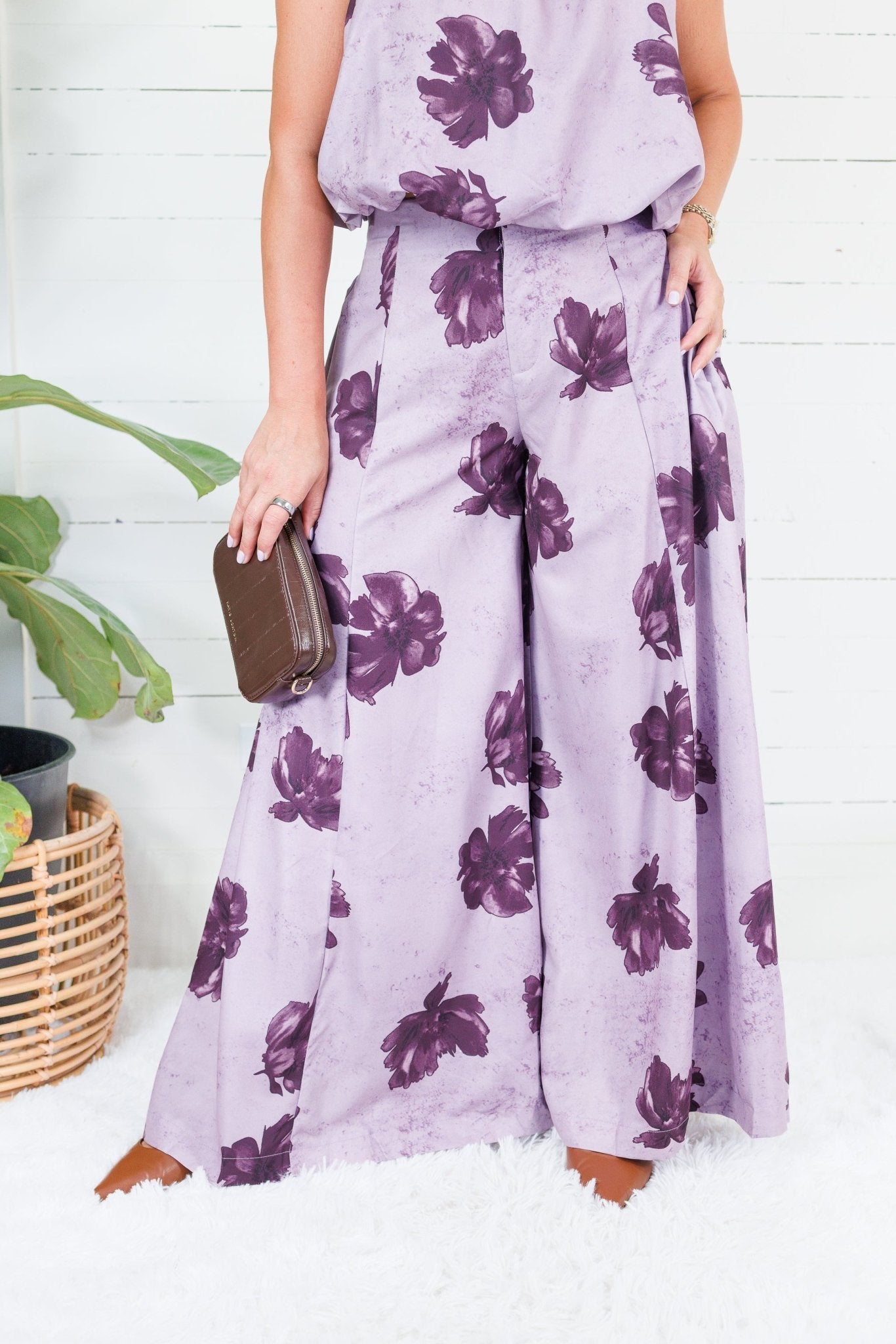 Mimi Grape Floral Palazzo Pants Glam