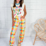 Mimi Madras Plaid Baby Barrel Pants