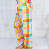 Mimi Madras Plaid Baby Barrel Pants