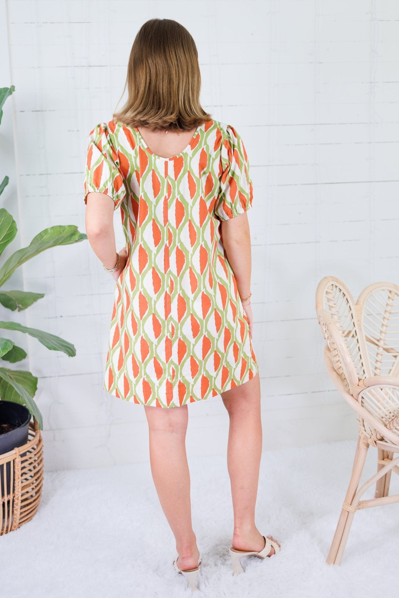 Minerva Avocado + Tangerine Mini Dress Compania Fantastica
