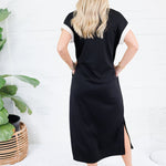 Minerva Black Scuba Maxi Dress Entro