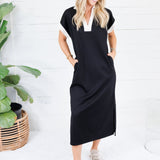 Minerva Black Scuba Maxi Dress Entro