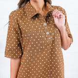 Miranda Brown Polka Dot Denim Mini Dress Sewn and Seen