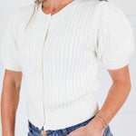 Missy Ivory Short Sleeve Cable Cardigan Pinch