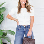 Missy Ivory Short Sleeve Cable Cardigan Pinch