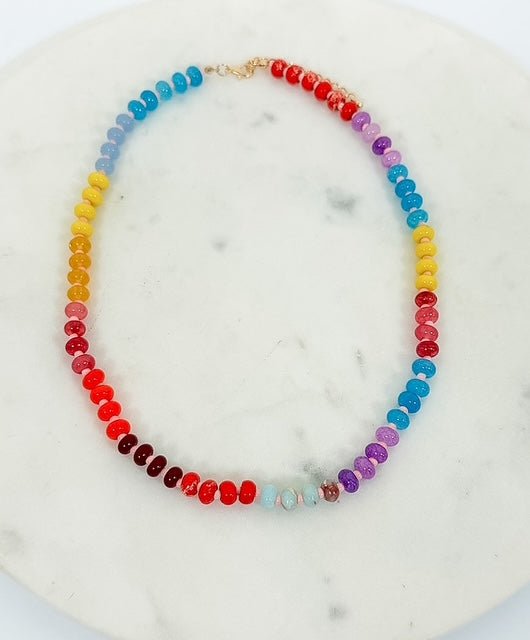 Mixed Natural Stone Beaded Necklace - A3 Accessories - Jewelry - Clover + Bee