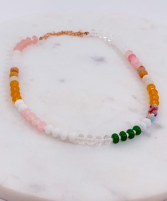 Mixed Natural Stone Beaded Necklace - A3 Accessories - Jewelry - Clover + Bee
