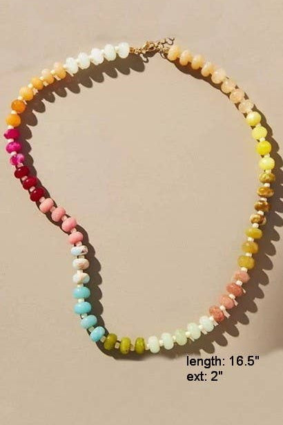 Mixed Natural Stone Beaded Necklace - A3 Accessories - Jewelry - Clover + Bee