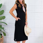 Mod Black Scuba Knit Midi Dress