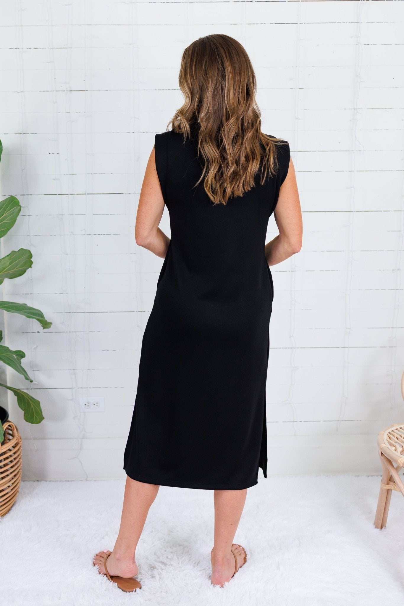 Mod Black Scuba Knit Midi Dress