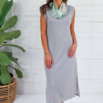 Mod Heather Grey Scuba Knit Midi Dress