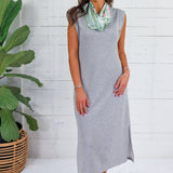 Mod Heather Grey Scuba Knit Midi Dress