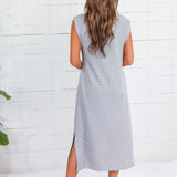 Mod Heather Grey Scuba Knit Midi Dress