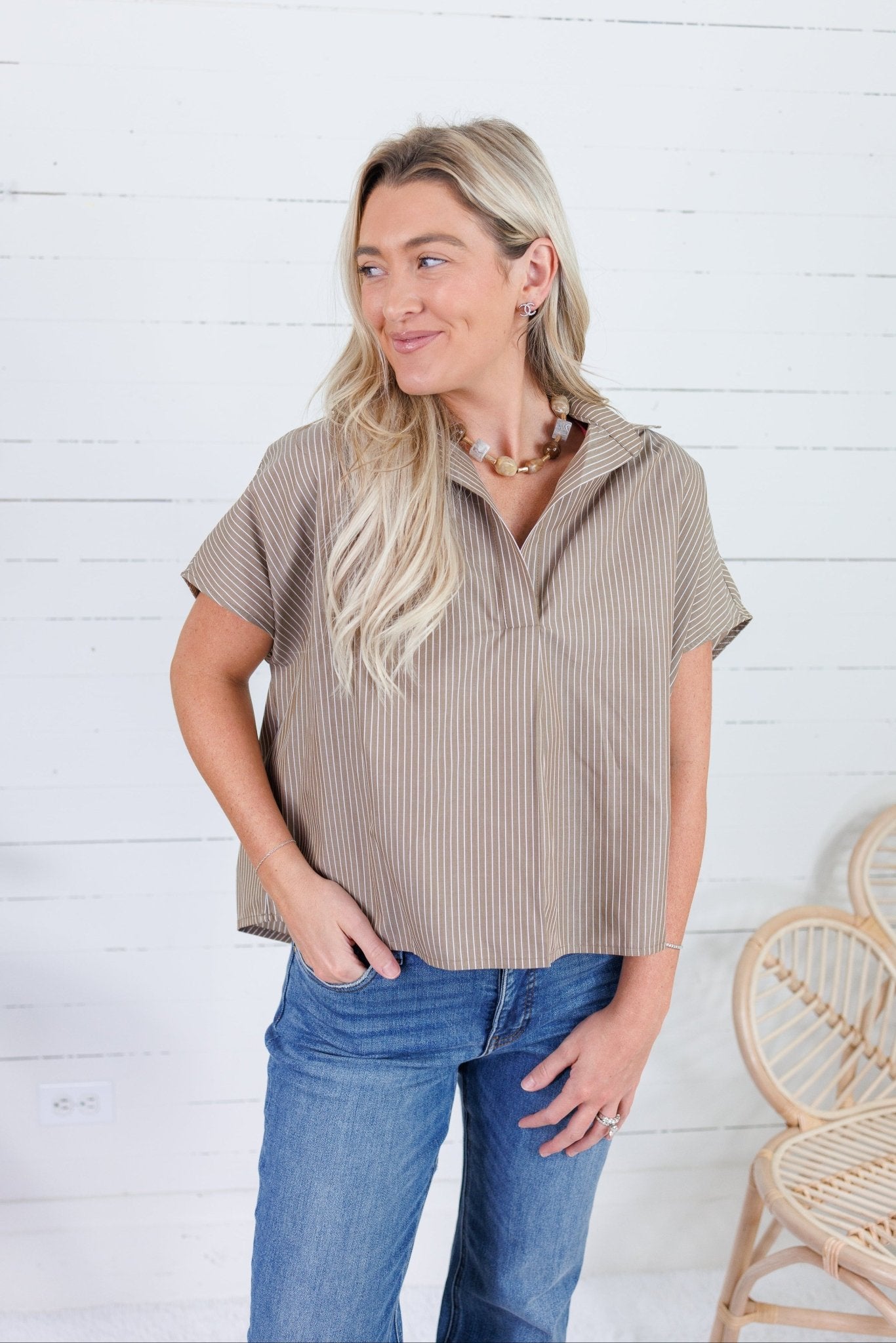 Molly Brown Pinstripe Boxy Top