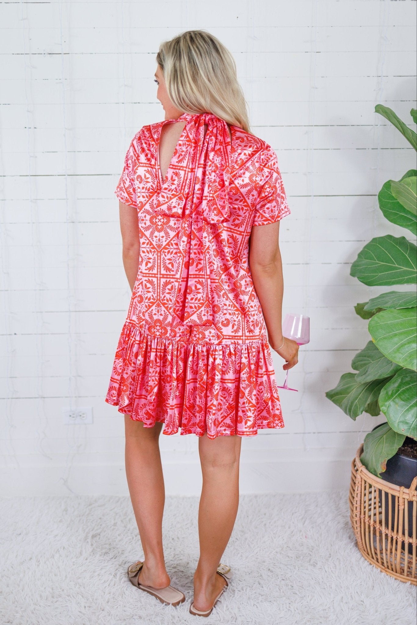 Molly Pink Tie Back Mini Dress Karlie
