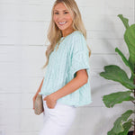 Montana Mint Cable Sweater Le Lis 
