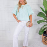 Montana Mint Cable Sweater Le Lis 