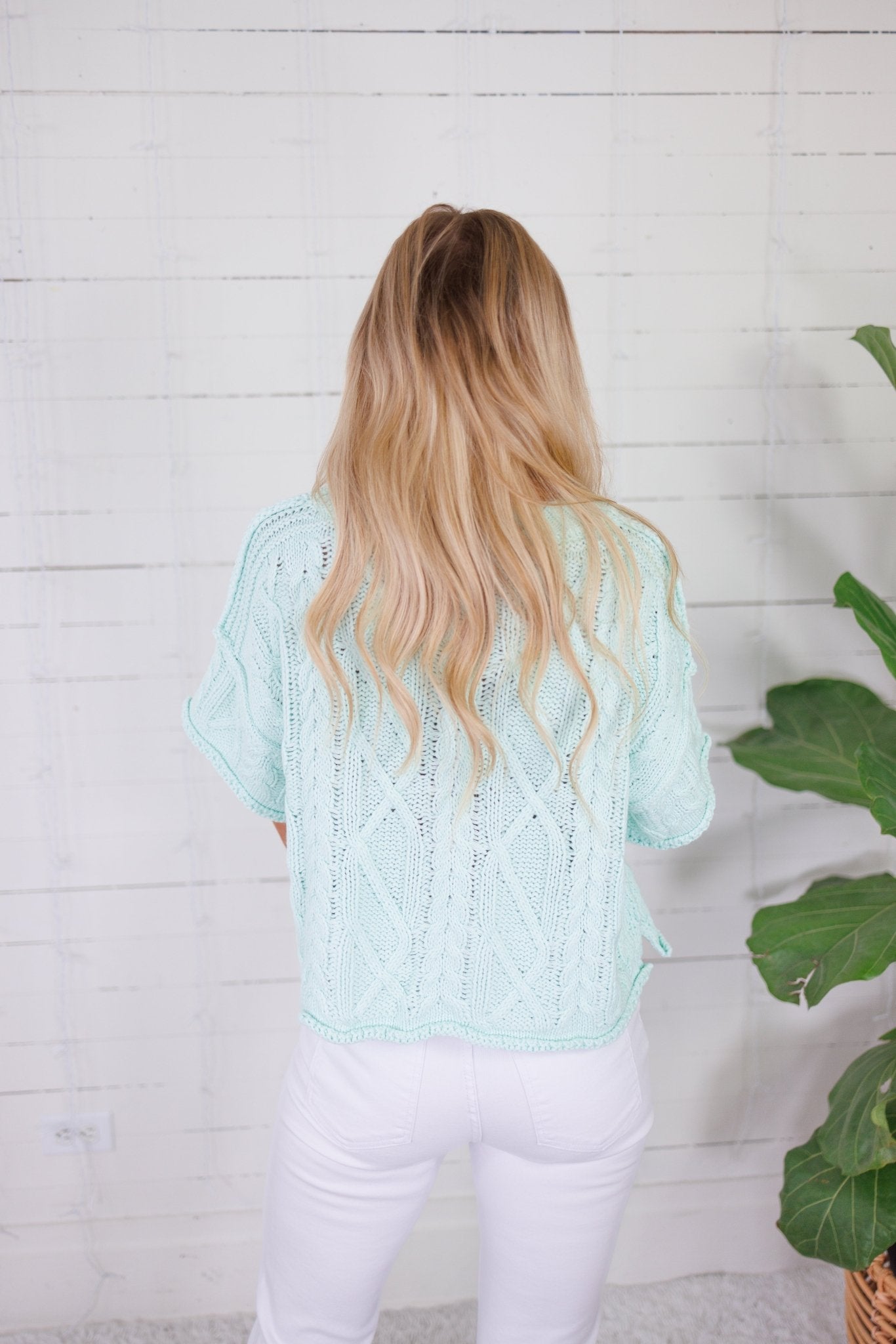 Montana Mint Cable Sweater Le Lis 