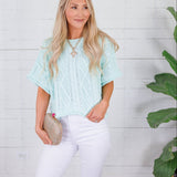 Montana Mint Cable Sweater Le Lis 