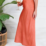 Montgomery Rust Polka Dot Satin Skirt Glam